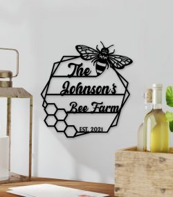 Bee Farm Metal Sign Bee Wall Art Bee Honey Comb Decor Bee Farm Gift Honey Bee Garden Metal Bee Gift Honey Comb Decor - Image 2